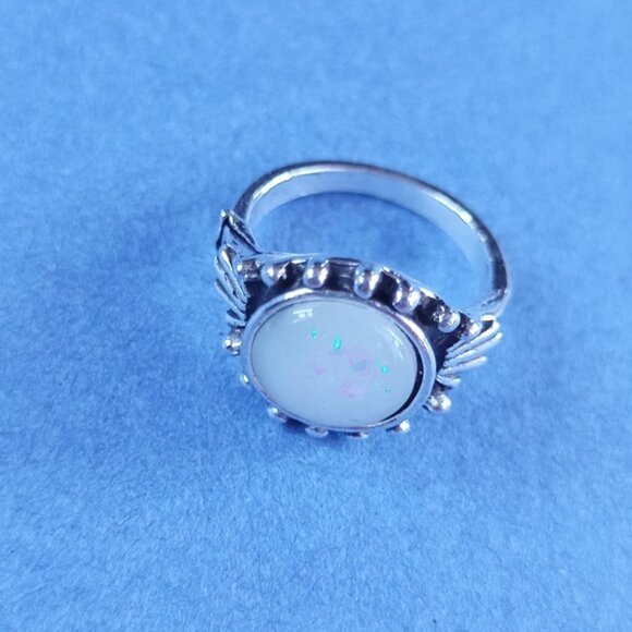 Vintage-Inspired Bohemian Sterling Silver Opal Ring CATHEDRAL - Picture 5 of 5